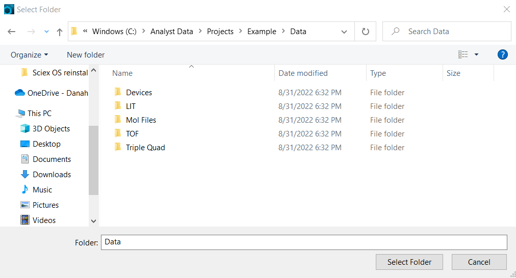 browse to data folder