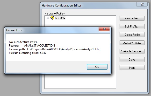 Analyst 1.7 license error