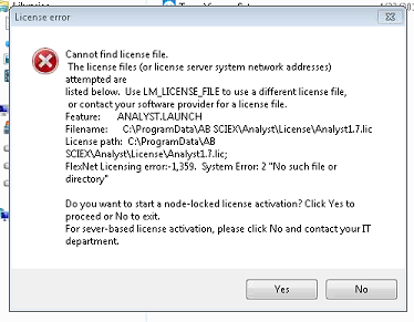 Analyst license error.