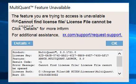 MultiQuant error message
