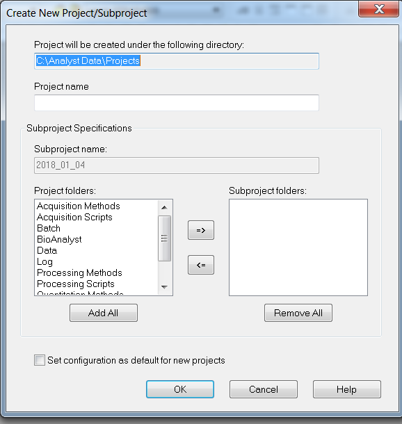 Analyst project creation