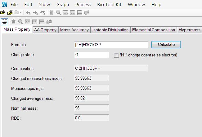 SCIEX OS Mass Property Tab