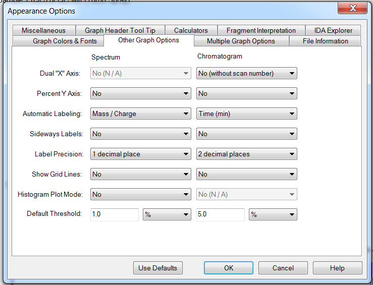 Appearance options in Analyst