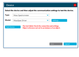 Test device error Sciex OS 1.5