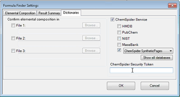 Formula Finder Settings panel in Sciex OS