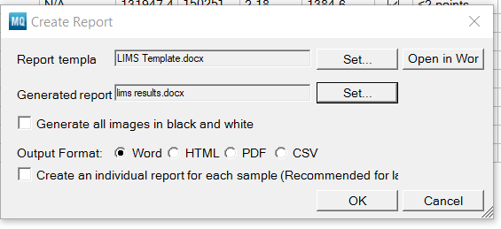 LIMS template create report