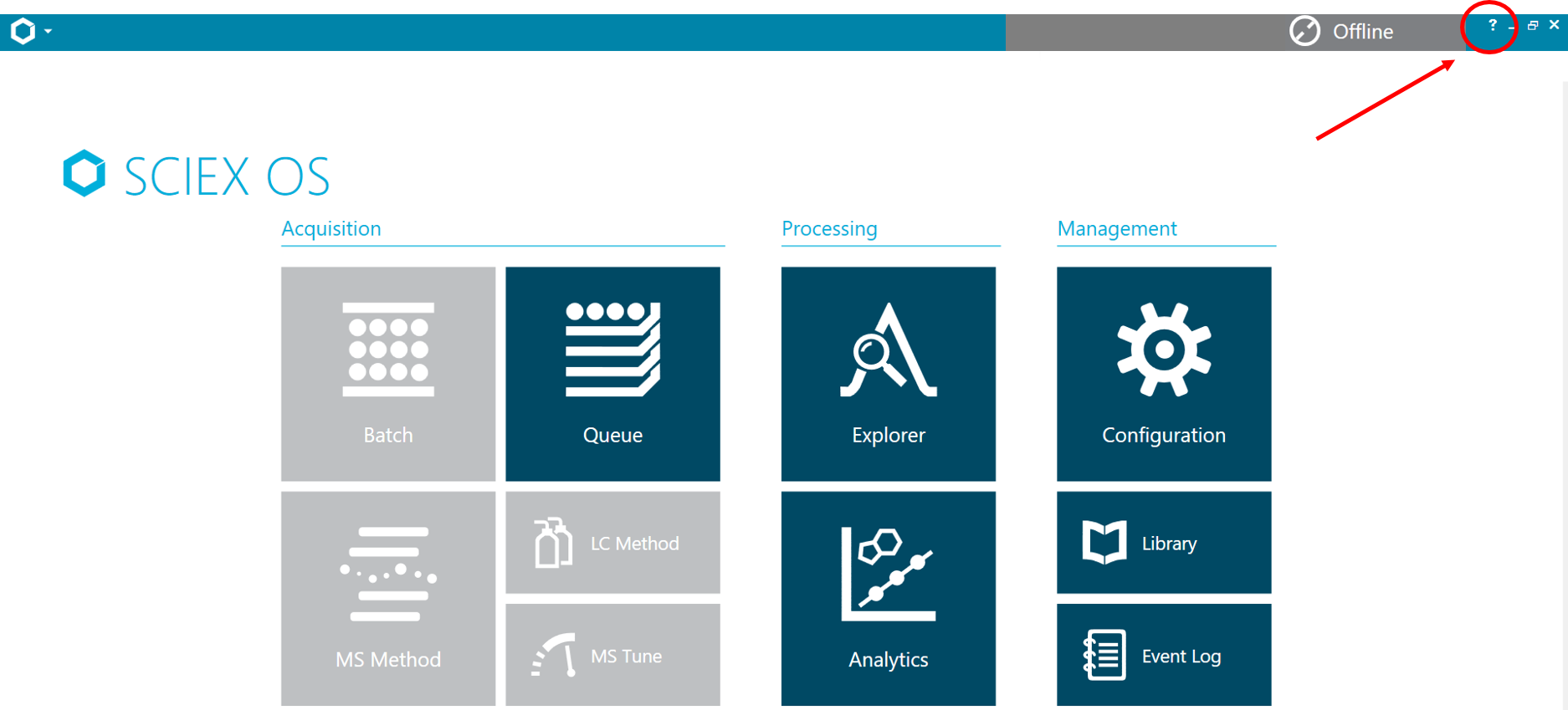 Sciex OS help menu