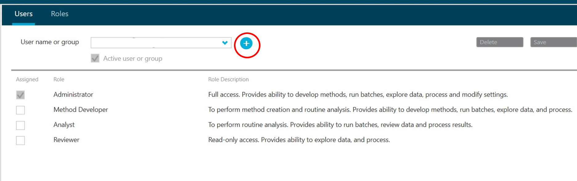 Sciex OS add user