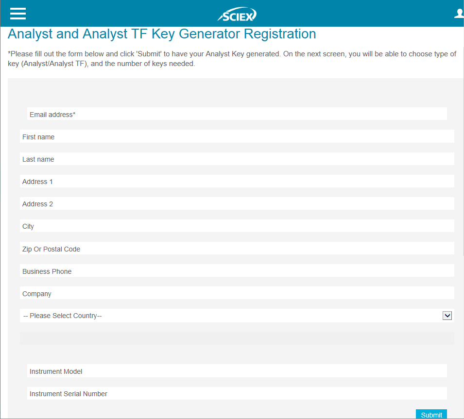 SCIEX Registration Site
