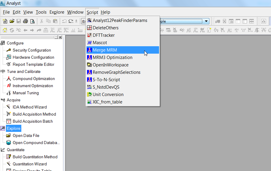 Script list in Analyst