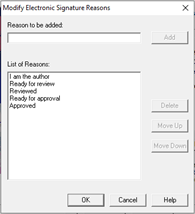 Modify reasons