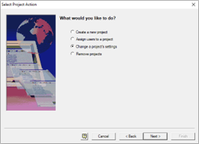 Select project action