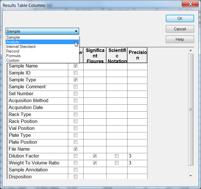 Choose the columns and adjust.